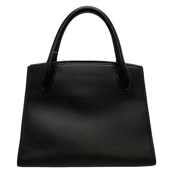 Auth PRADA Monochrome Bag Black Saffiano Leather Tote Bag - Picture 2 of 16